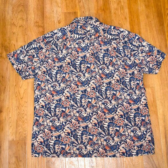 Tommy Bahama Blue Floral Print Silk Short Sleeve Button Front Shirt Sz XL - Picture 2 of 4